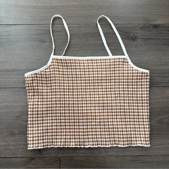 OAK + FORT Tops - Oak+Fort Brown Checkered Women's Top-brand new